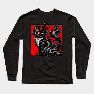 Cool Abstract Art Black Cat Demon Long Sleeve T-Shirt